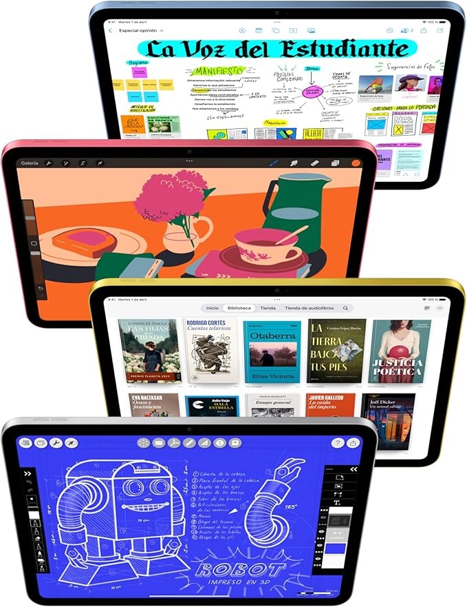 Apple iPad 11 Inch: A16 Chip, 11 Inch Model, Liquid Retina Display, 128 GB, Wi Fi 6, 12 MP Front and Rear Cameras, Touch ID, Full-Day Battery Life – Silver
