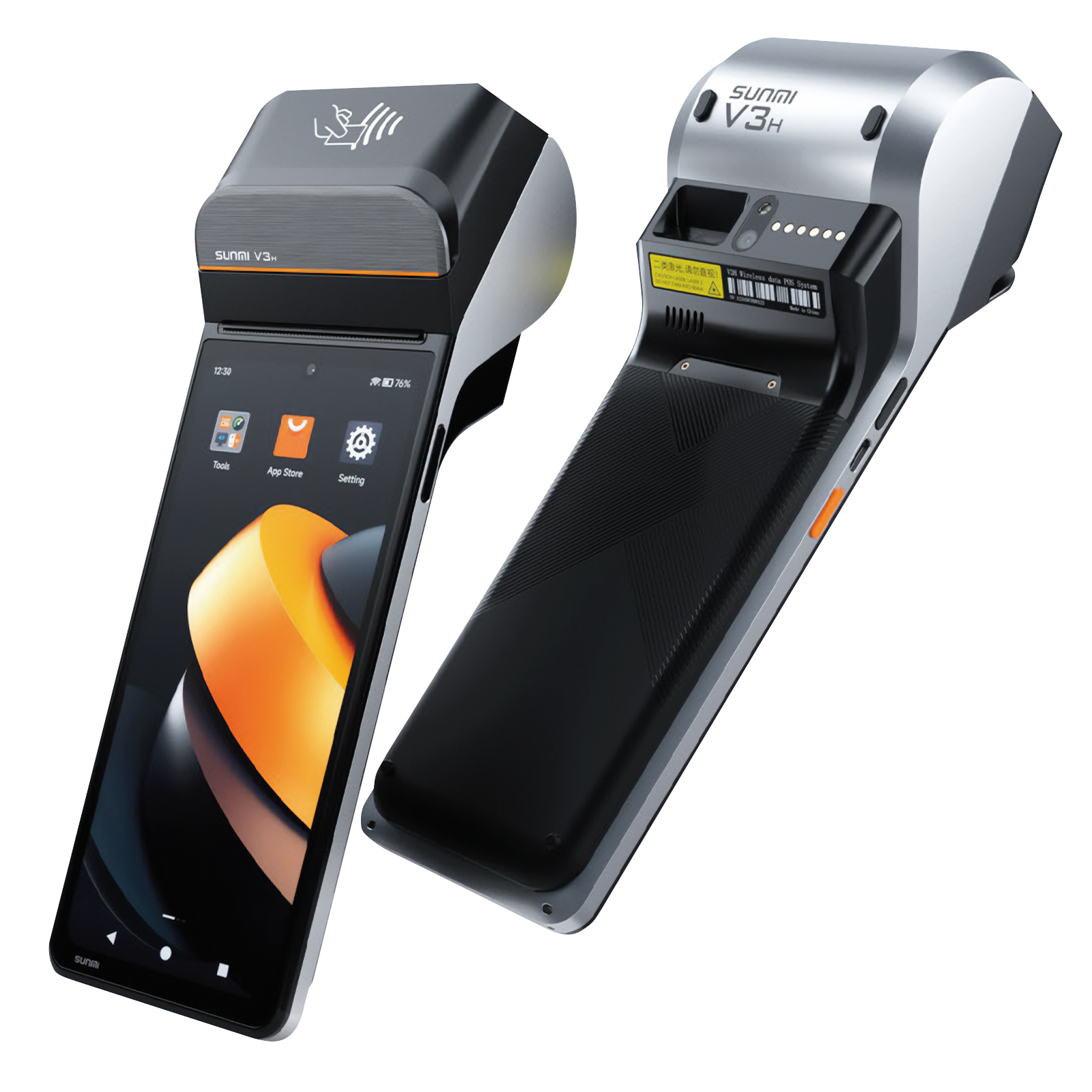 SUNMI V3H, Android GMS EDLA, GPS, USB-C, BT (BLE, 5.0), Wi-Fi, eSIM, 4G, NFC, Android