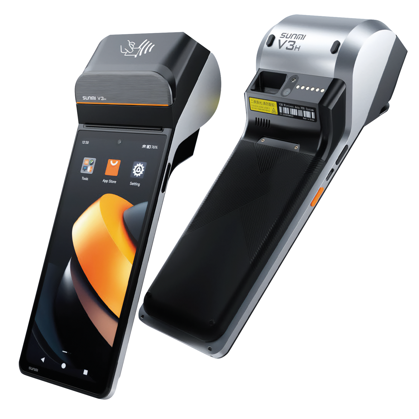 SUNMI V3H, Android GMS EDLA, GPS, USB-C, BT (BLE, 5.0), Wi-Fi, eSIM, 4G, NFC, Android
